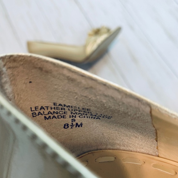 Enzo Angiolini Ruffled Peep Toe Gold Heels - Picture 9 of 15